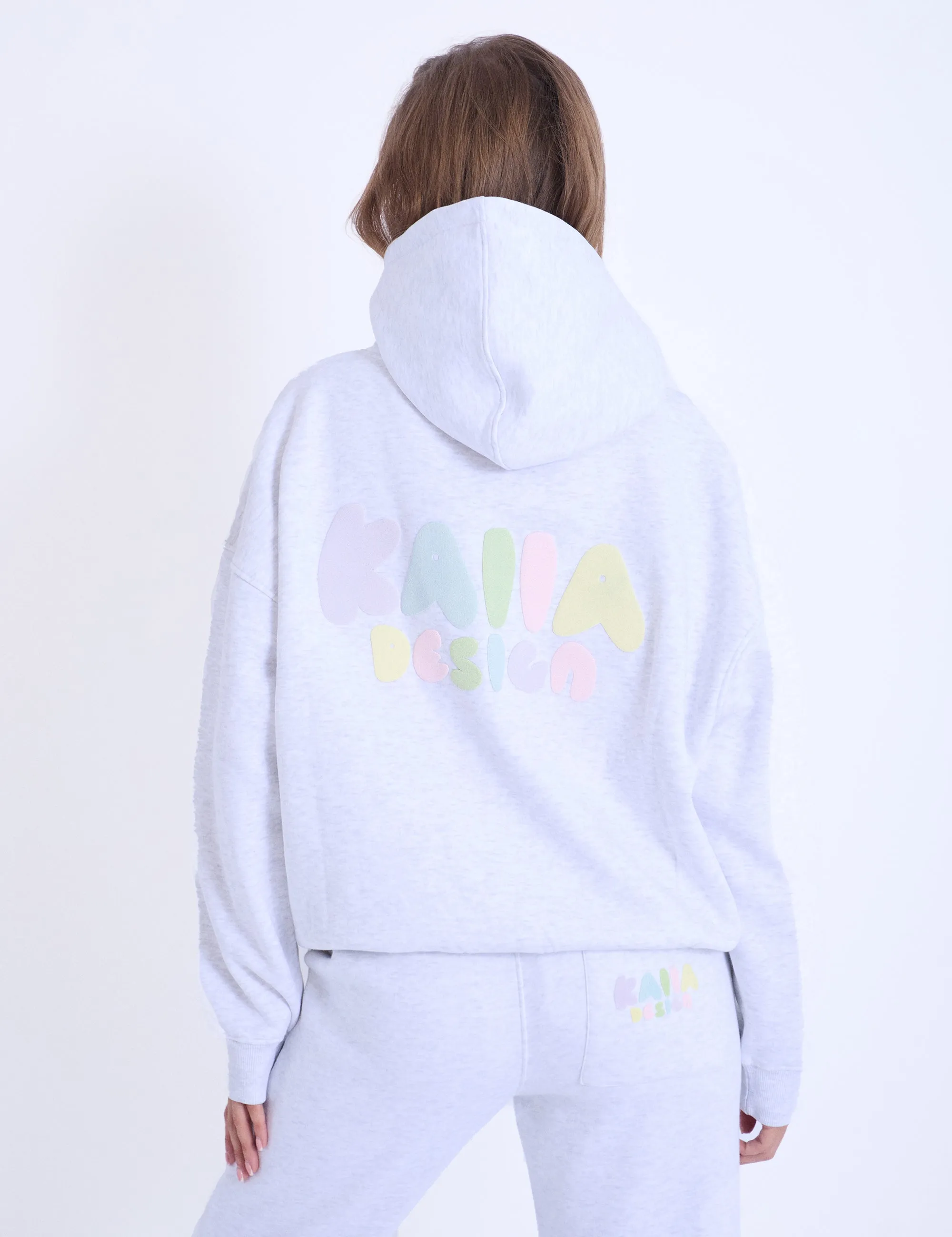 Kaiia Design Bubble Logo Oversized Hoodie in Light Grey Marl & Rainbow sold by Public Desire product image thumbnail 4