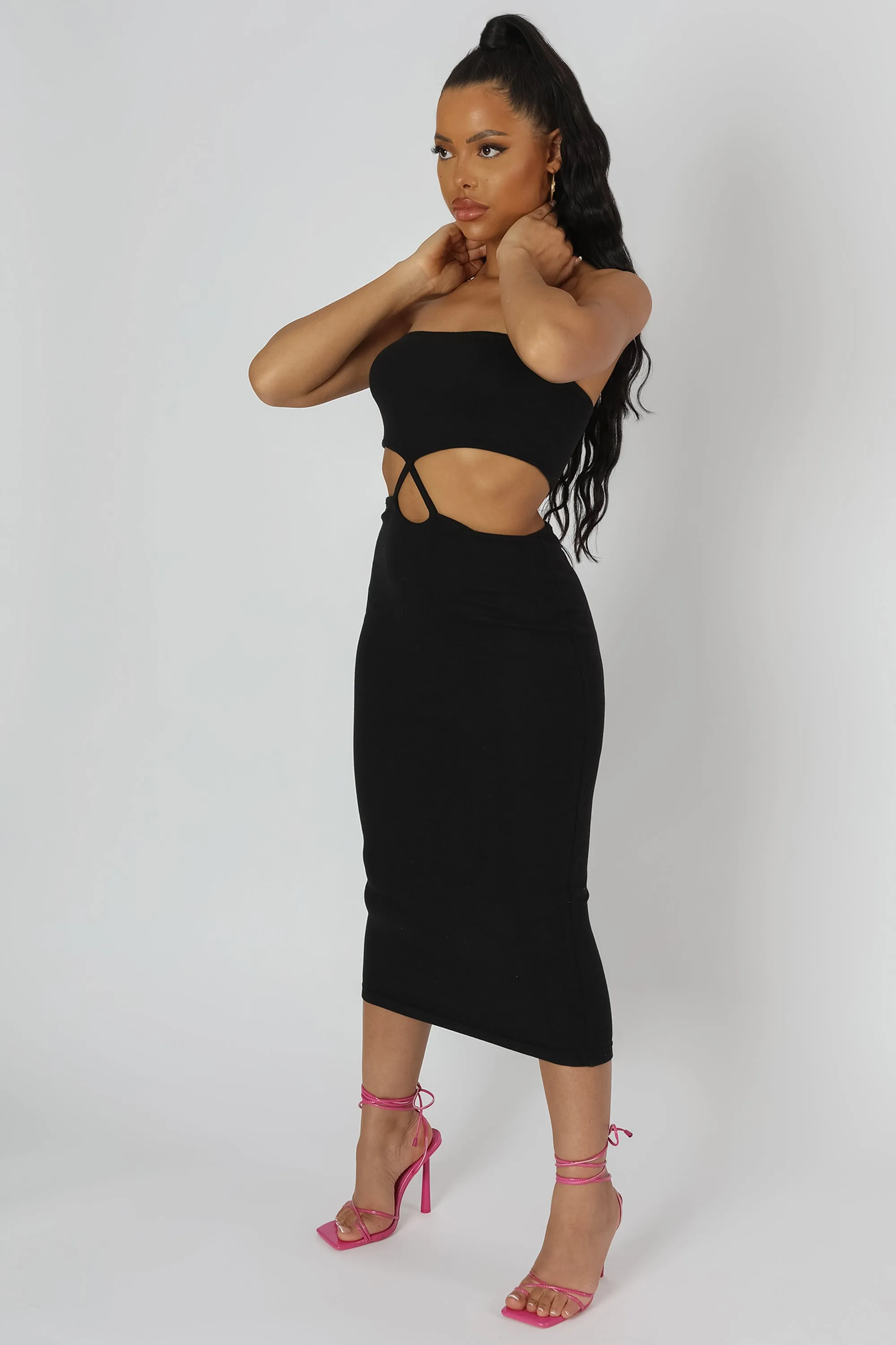Strapless Bandeau Cut Out Detail Midi Dress Black sold by Public Desire product image thumbnail 2