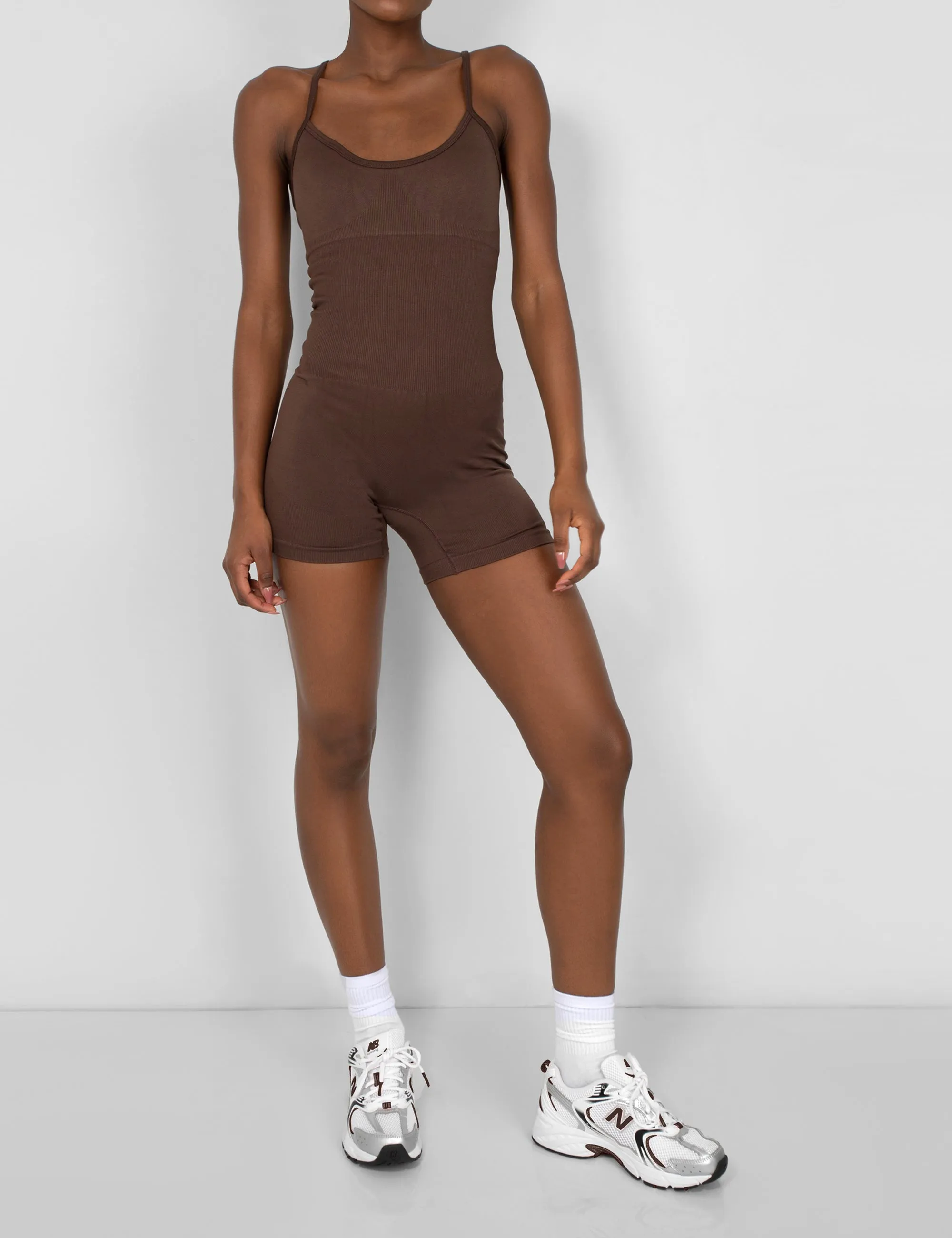 Seamless Unitard Playsuit Brown sold by Public Desire product image thumbnail 4