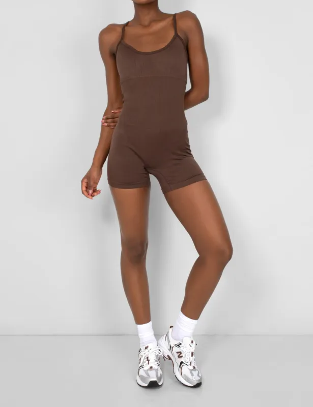 Seamless Unitard Playsuit Brown sold by Public Desire