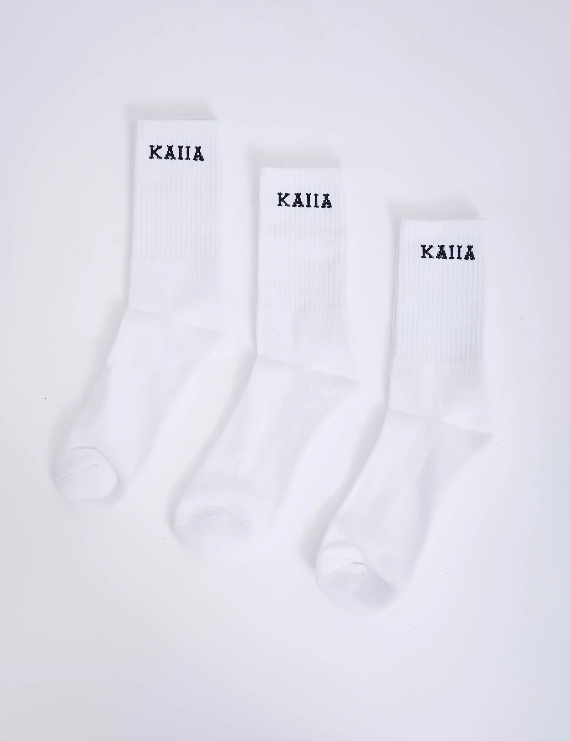 Pack of Three Kaiia Logo Longline Socks White & Black sold by Public Desire