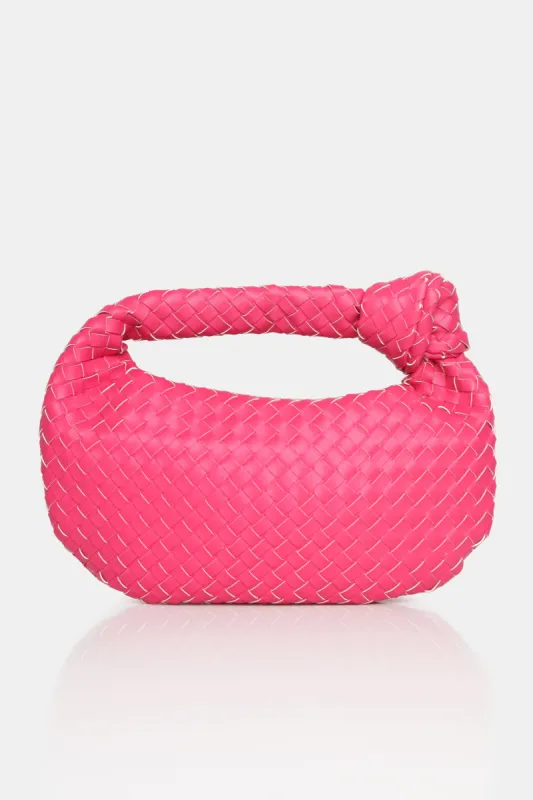 The Blame Hot Pink Woven PU Knot Detail Mini Grab Bag sold by Public Desire