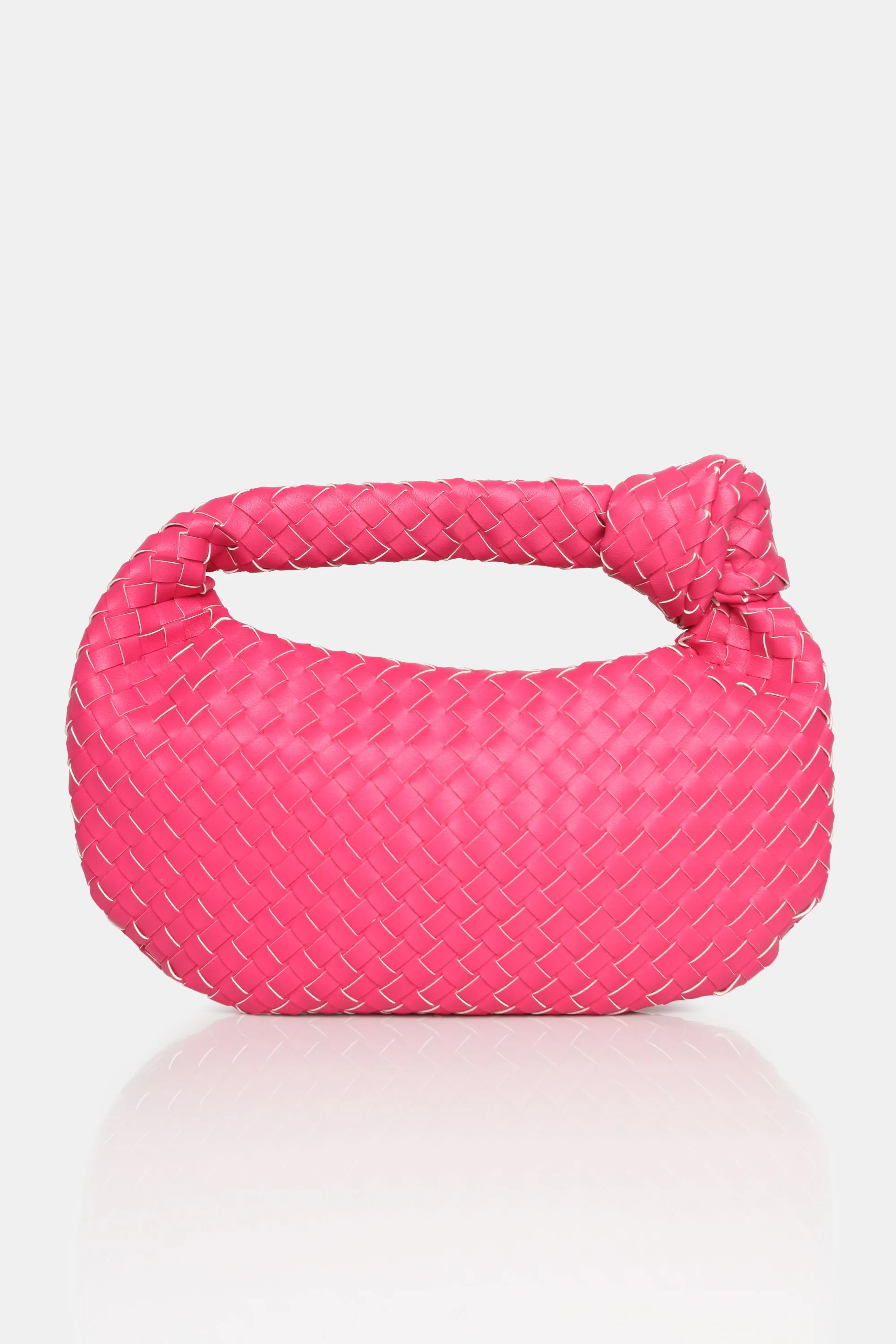 The Blame Hot Pink Woven PU Knot Detail Mini Grab Bag sold by Public Desire