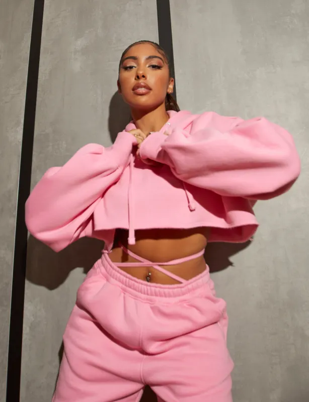 Oversized Super Cropped Hoody Pink sold by Public Desire