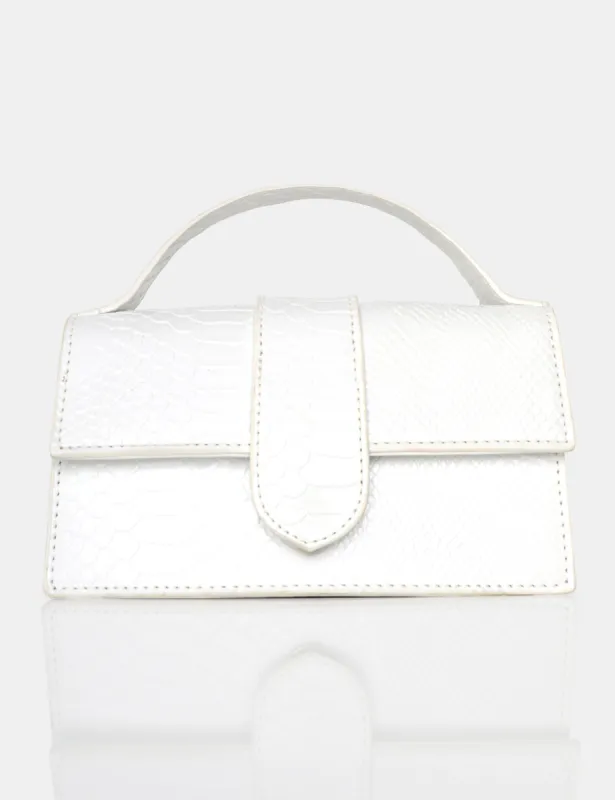 The Mika White Matte Croc Bag sold by Public Desire