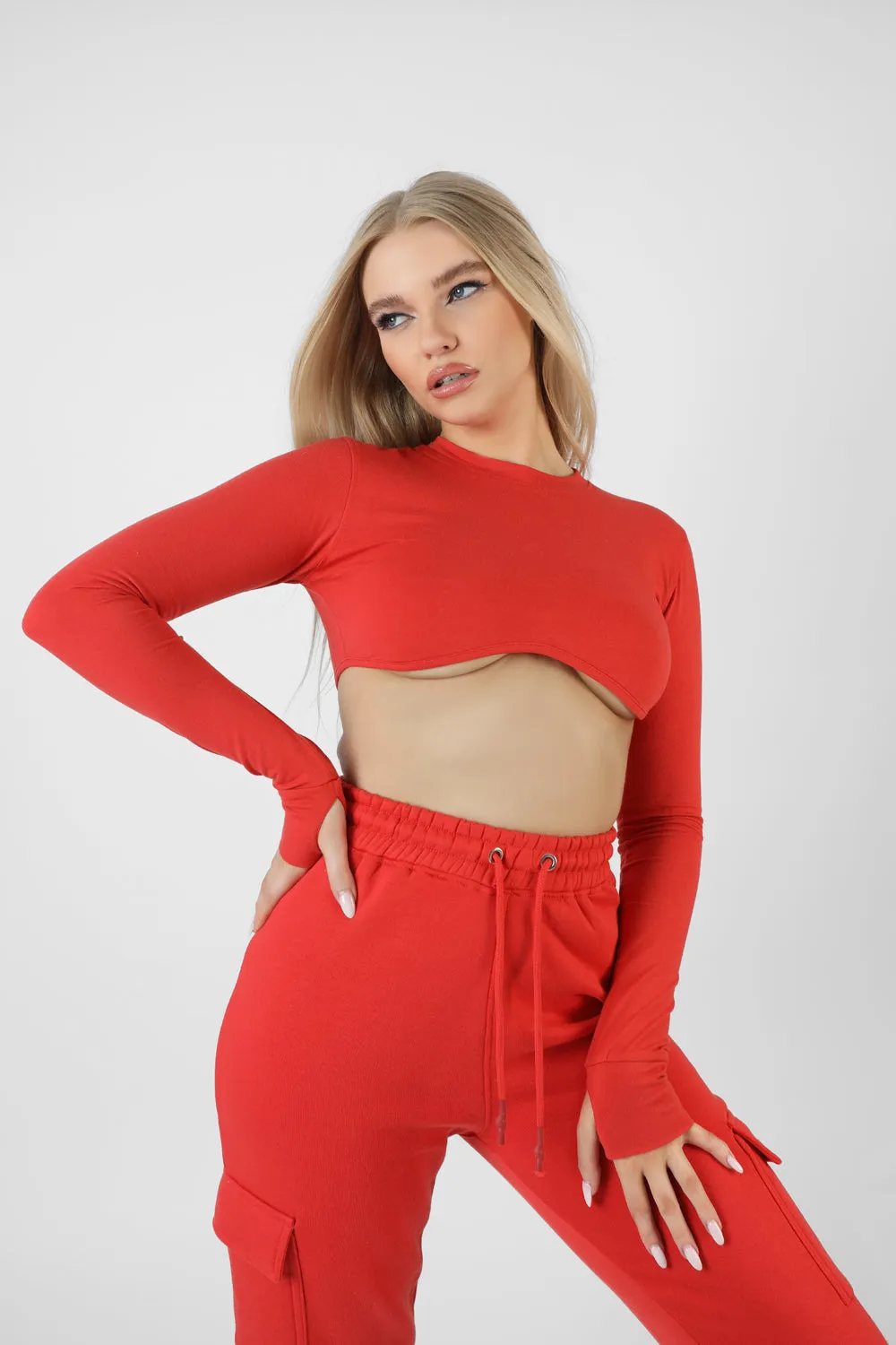 Long Sleeve Underbust Top Red sold by Public Desire product image thumbnail 2