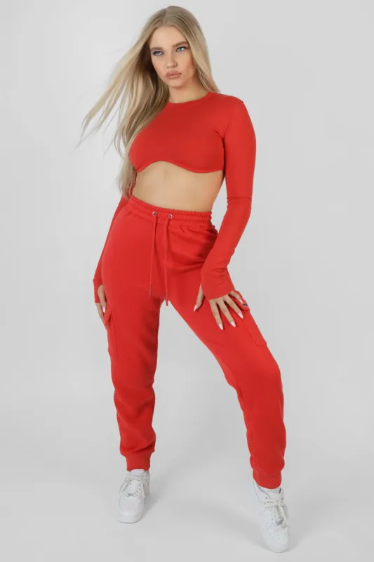 Long Sleeve Underbust Top Red sold by Public Desire