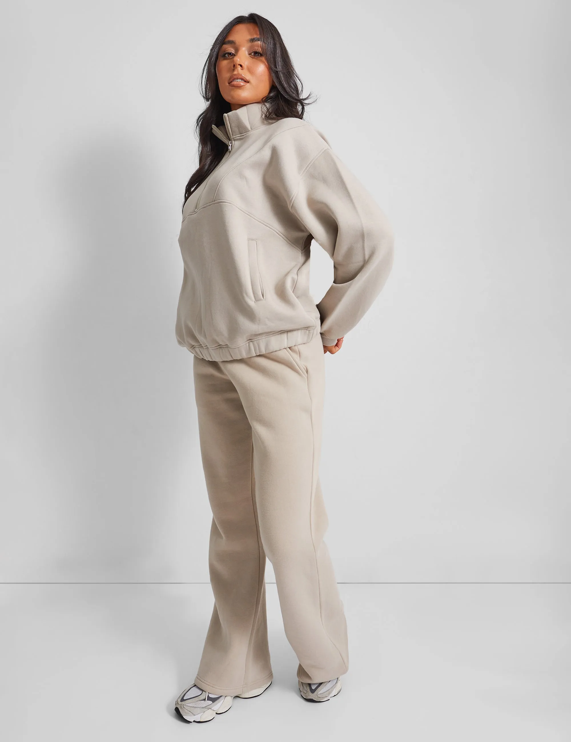 Half Zip Oversized Sweatshirt Stone sold by Public Desire product image thumbnail 2