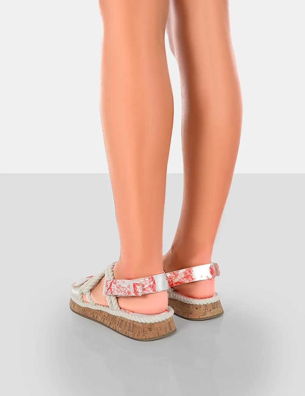 Miami Red Print Rope Flatform Lace Up Sandals sold by Public Desire product image thumbnail 3