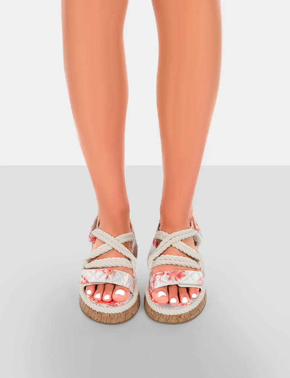 Miami Red Print Rope Flatform Lace Up Sandals sold by Public Desire product image thumbnail 4