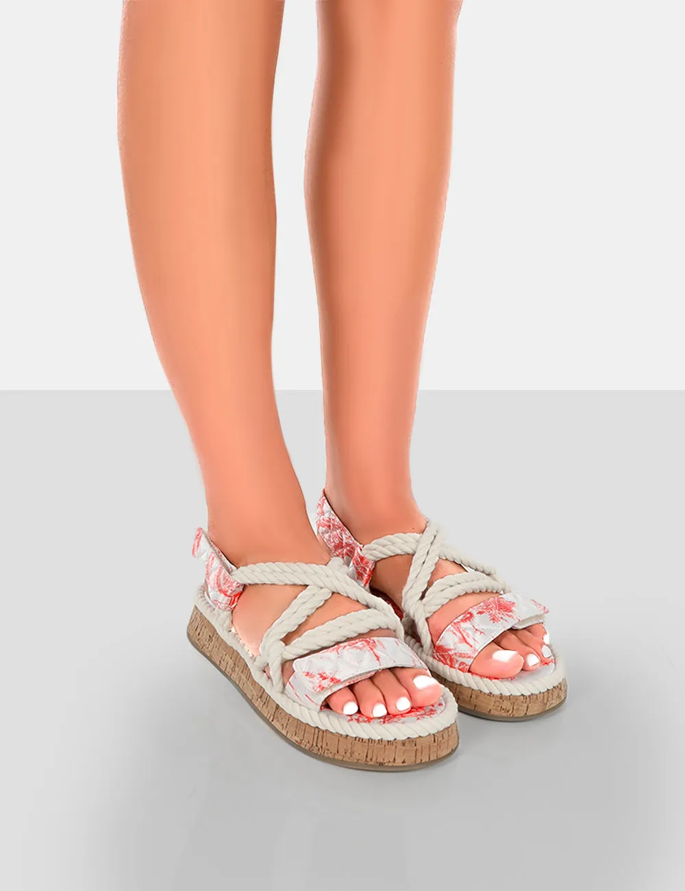 Miami Red Print Rope Flatform Lace Up Sandals sold by Public Desire product image thumbnail 2