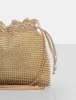 The Claudette Gold Diamante Draw String Crossbody Bag sold by Public Desire