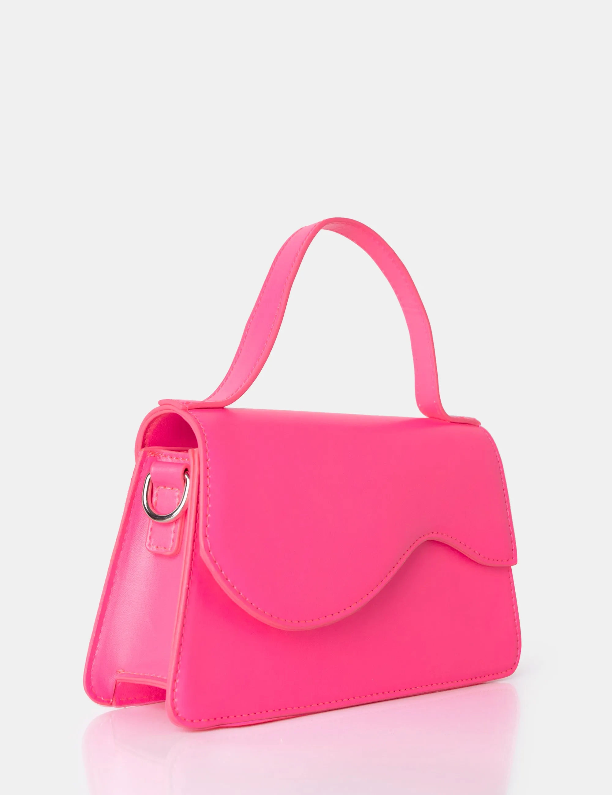 The Polly Bright Pink Croc Top Handle Mini Bag sold by Public Desire product image thumbnail 3