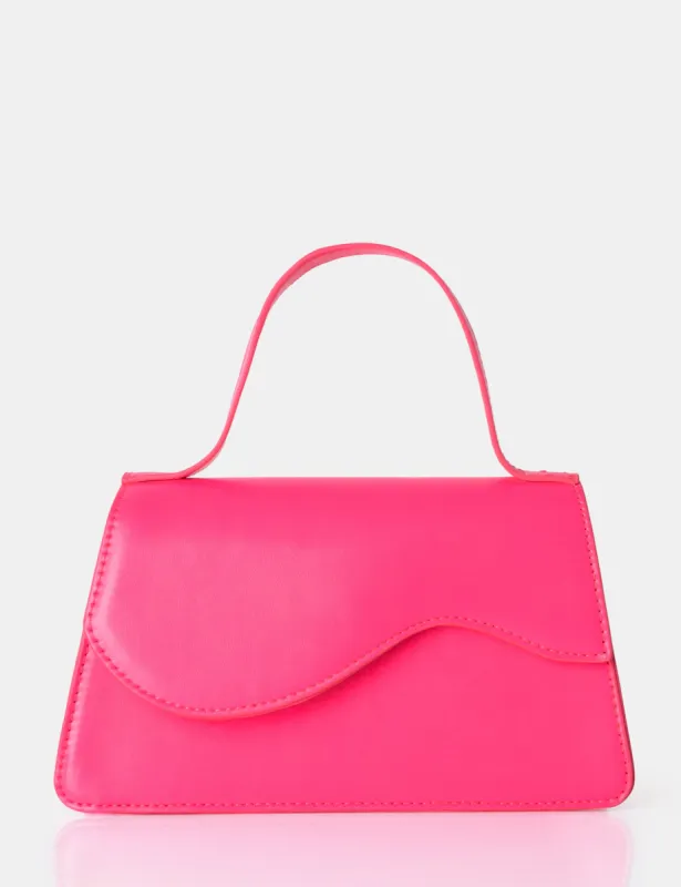 The Polly Bright Pink Croc Top Handle Mini Bag sold by Public Desire