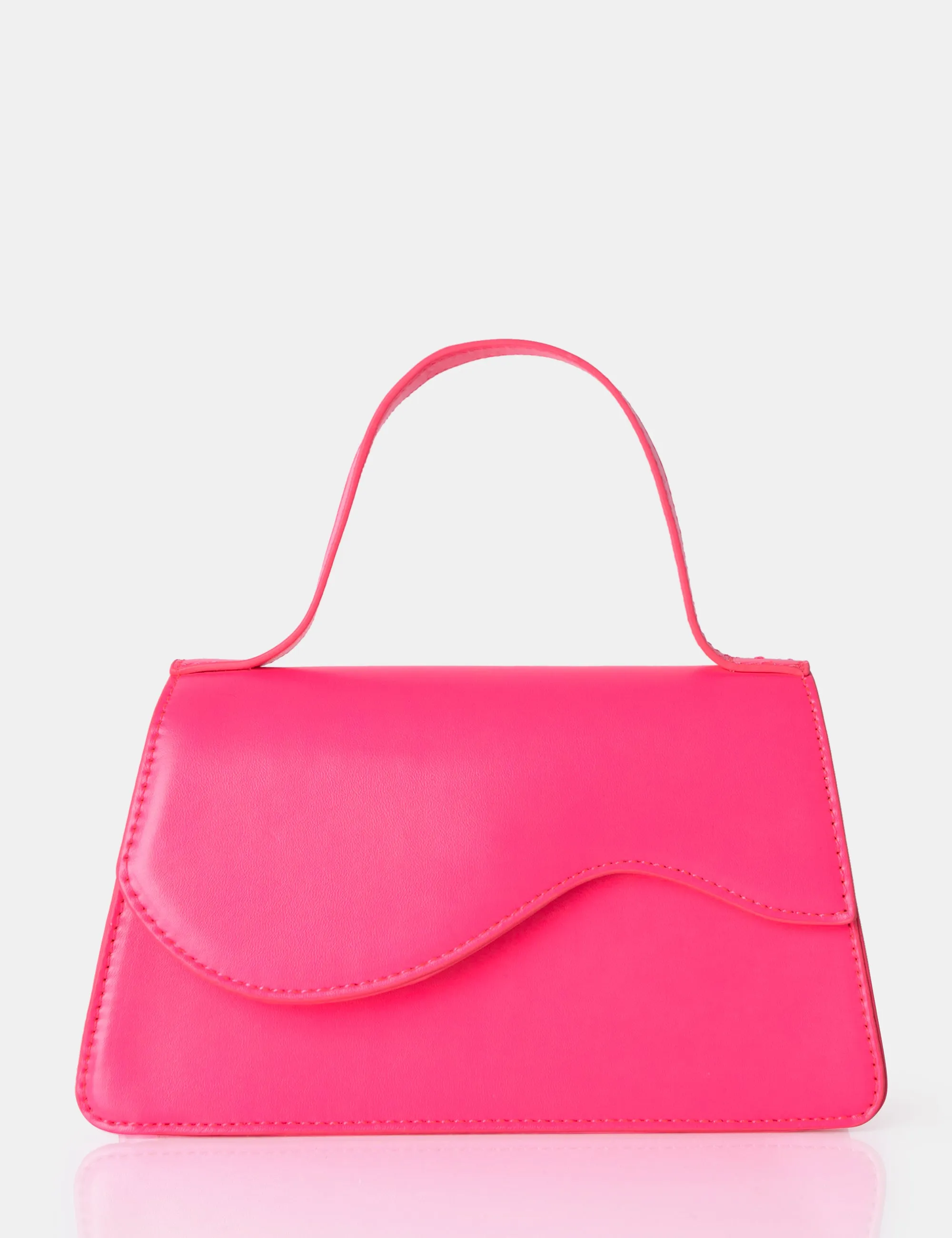 The Polly Bright Pink Croc Top Handle Mini Bag sold by Public Desire