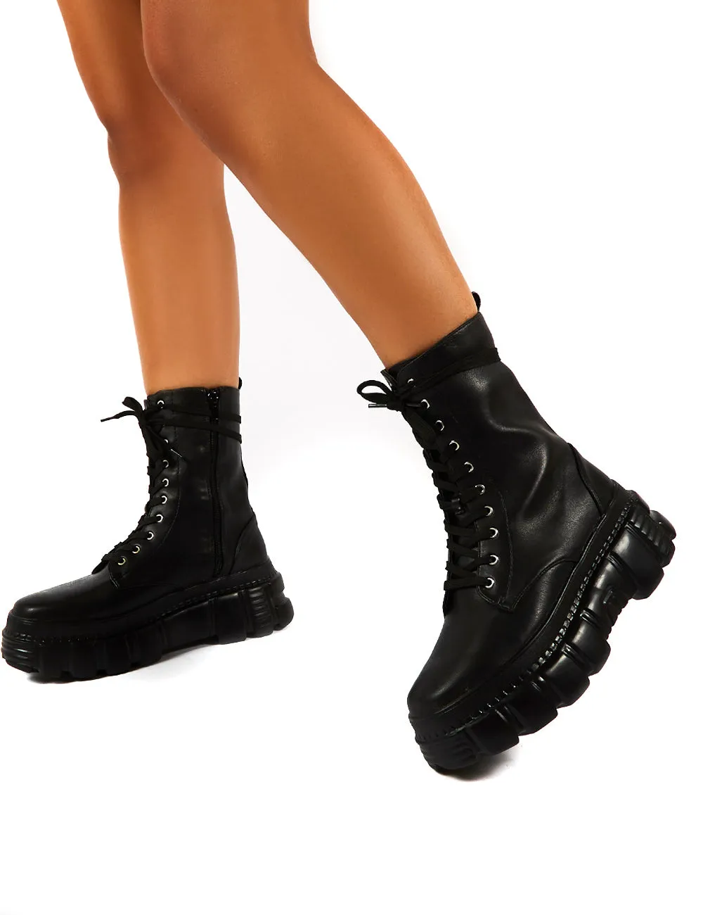 Survivor Black Chunky Sole Lace Up Ankle Boot sold by Public Desire product image thumbnail 3