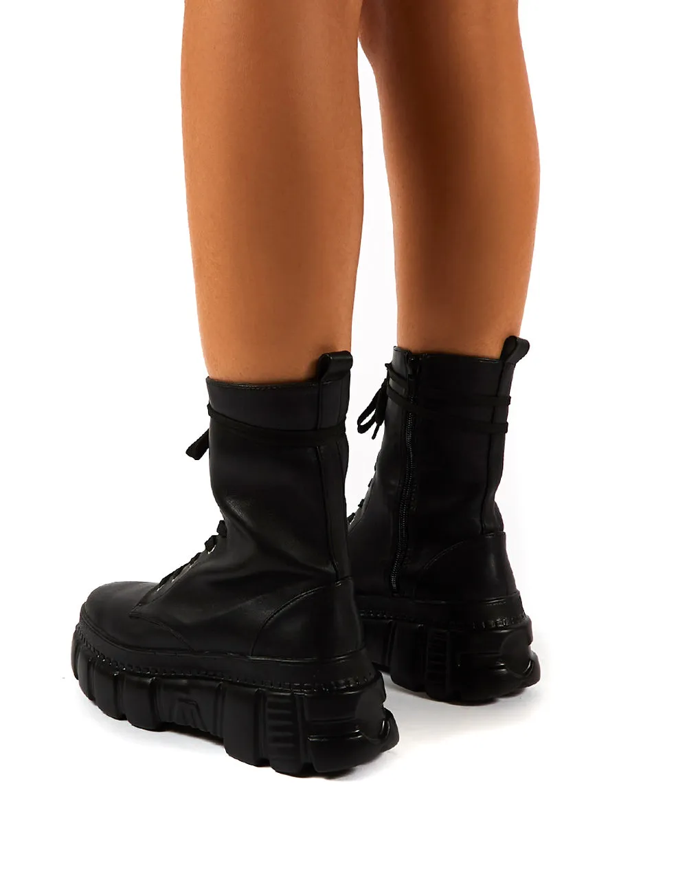 Survivor Black Chunky Sole Lace Up Ankle Boot sold by Public Desire product image thumbnail 2