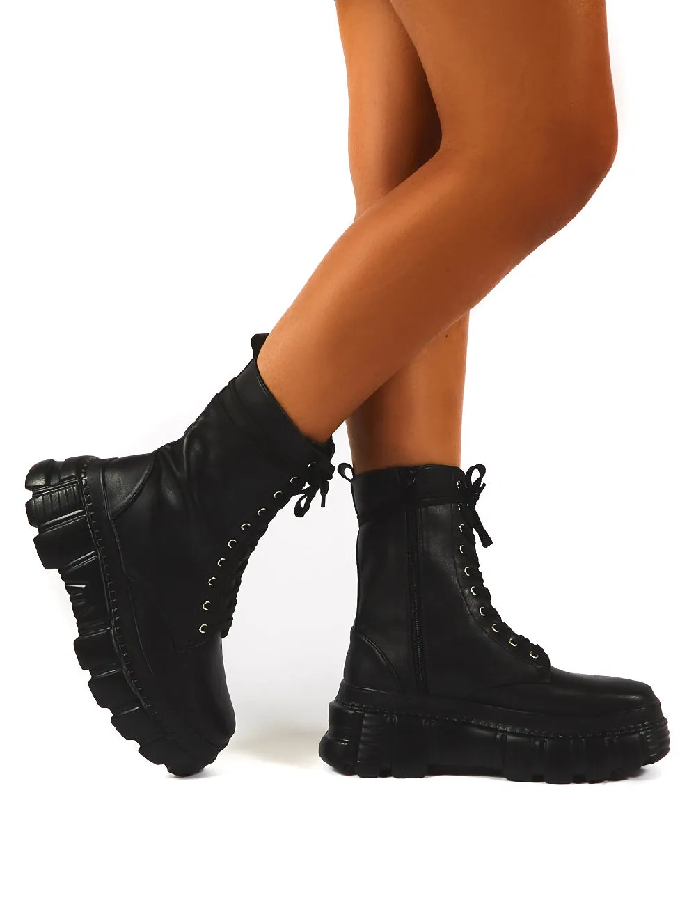 Survivor Black Chunky Sole Lace Up Ankle Boot sold by Public Desire product image thumbnail 4