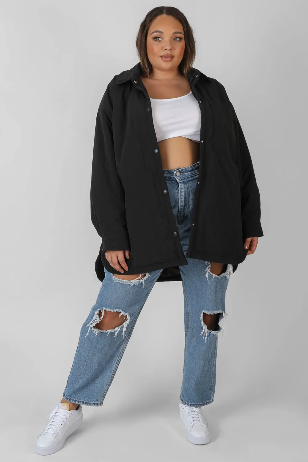 Curve Padded Oversized Shacket Black sold by Public Desire product image thumbnail 3