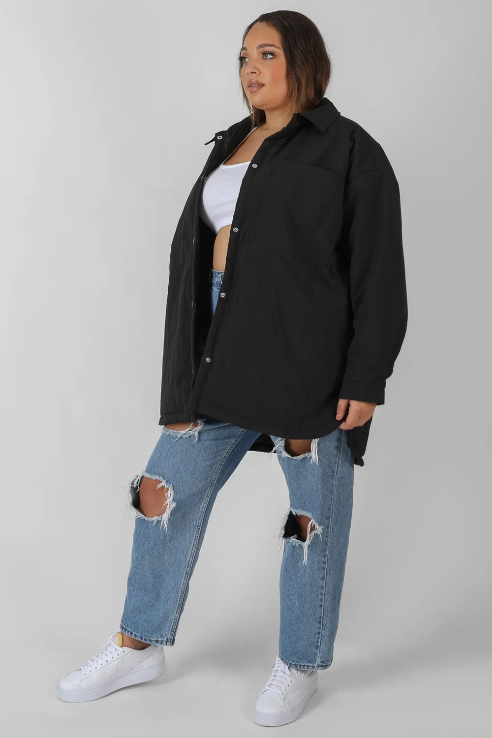 Curve Padded Oversized Shacket Black sold by Public Desire product image thumbnail 2
