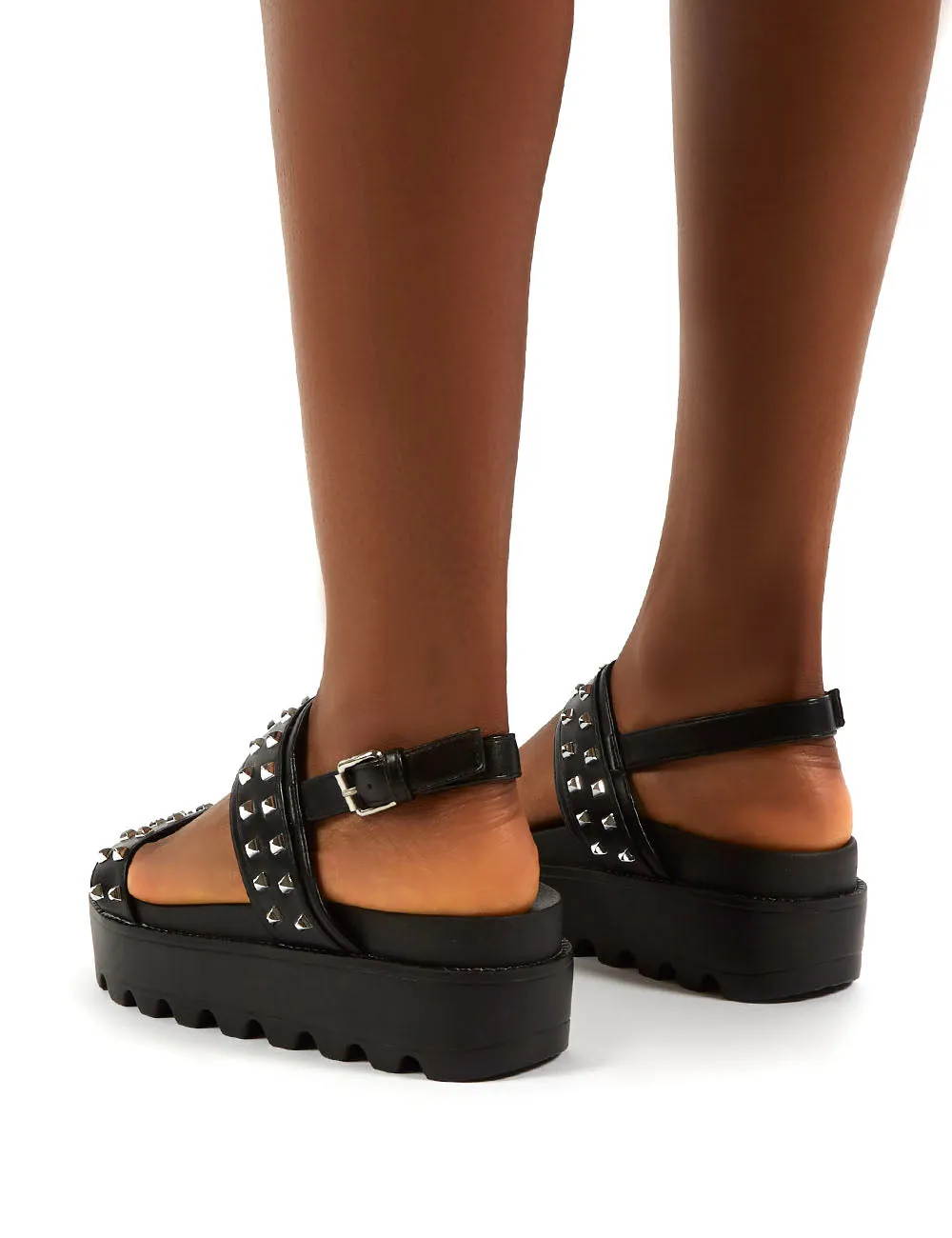 Rider Black PU Studded Two Strap Platform Sandals sold by Public Desire product image thumbnail 3