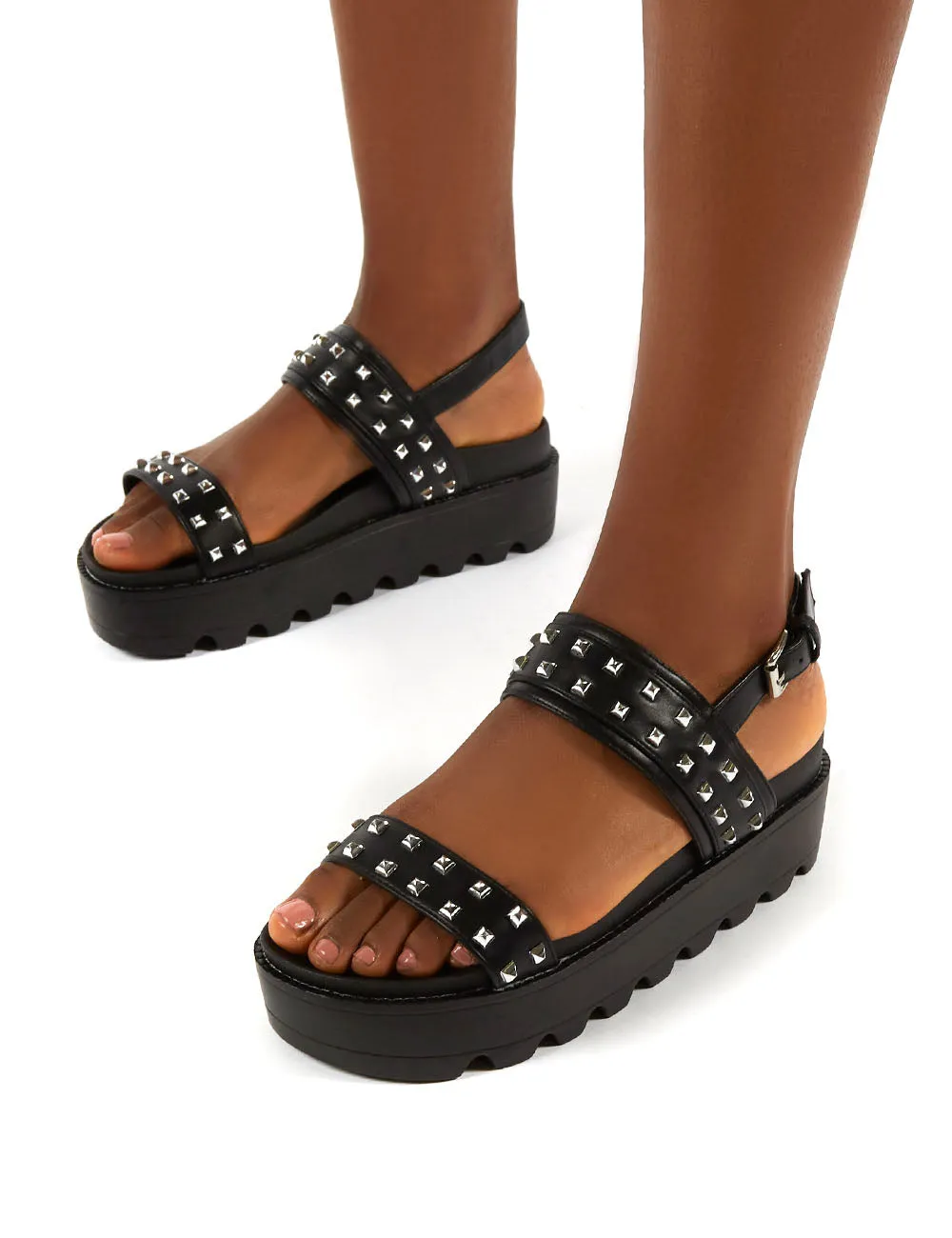 Rider Black PU Studded Two Strap Platform Sandals sold by Public Desire product image thumbnail 2