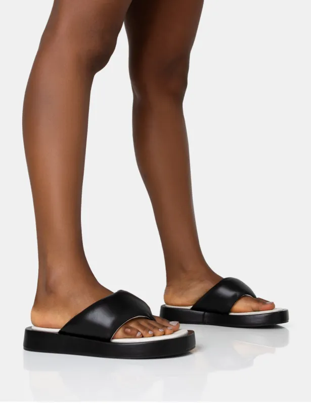 Vacay Black Contrast Padded Square Toe Flip Flop Sandals sold by Public Desire