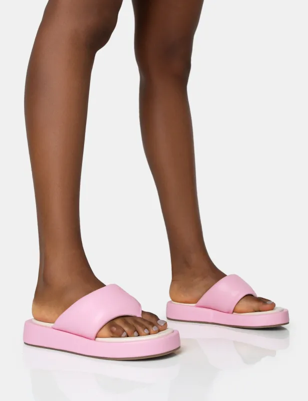 Vacay Pink Contrast Padded Square Toe Flip Flop Sandals sold by Public Desire