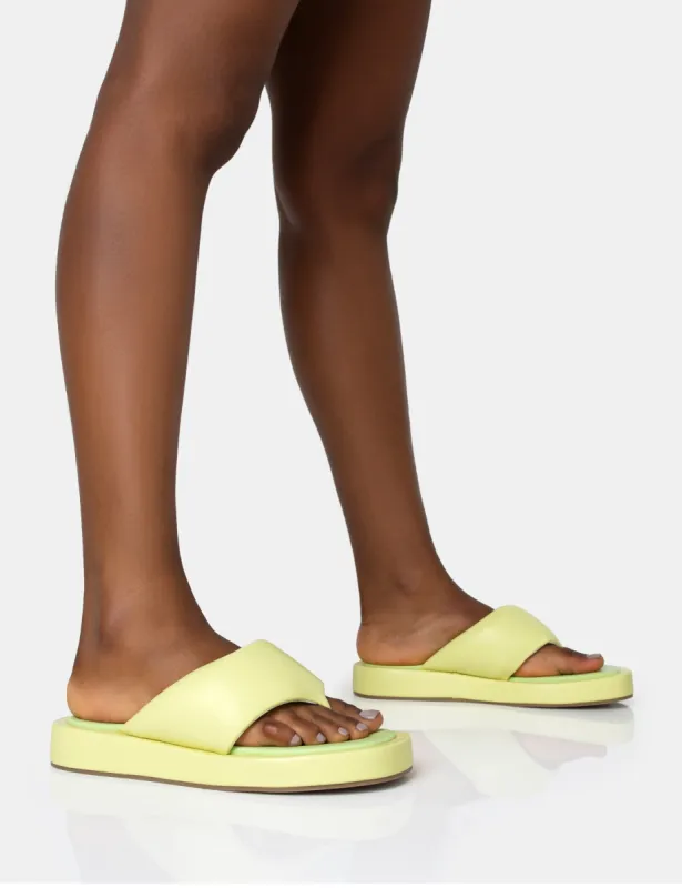 Vacay Lime Contrast Padded Square Toe Flip Flop Sandals sold by Public Desire