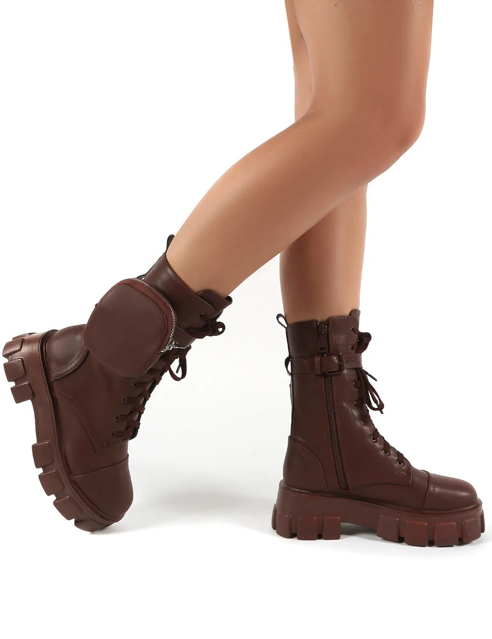 Intention Chocolate Chunky Sole Pouch Ankle Boots sold by Public Desire product image thumbnail 3