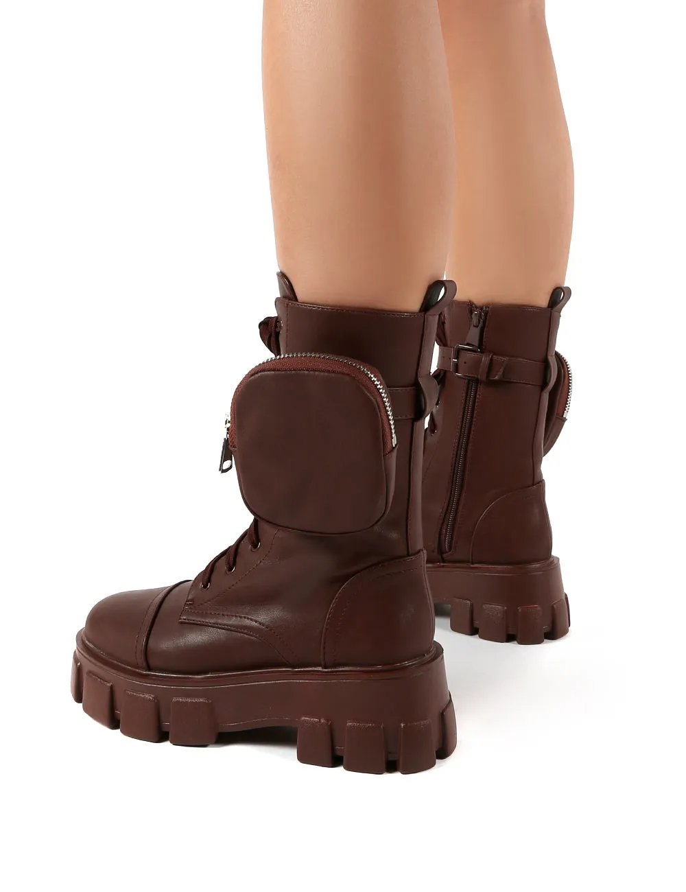 Intention Chocolate Chunky Sole Pouch Ankle Boots sold by Public Desire product image thumbnail 2