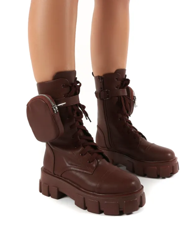 Intention Chocolate Chunky Sole Pouch Ankle Boots sold by Public Desire