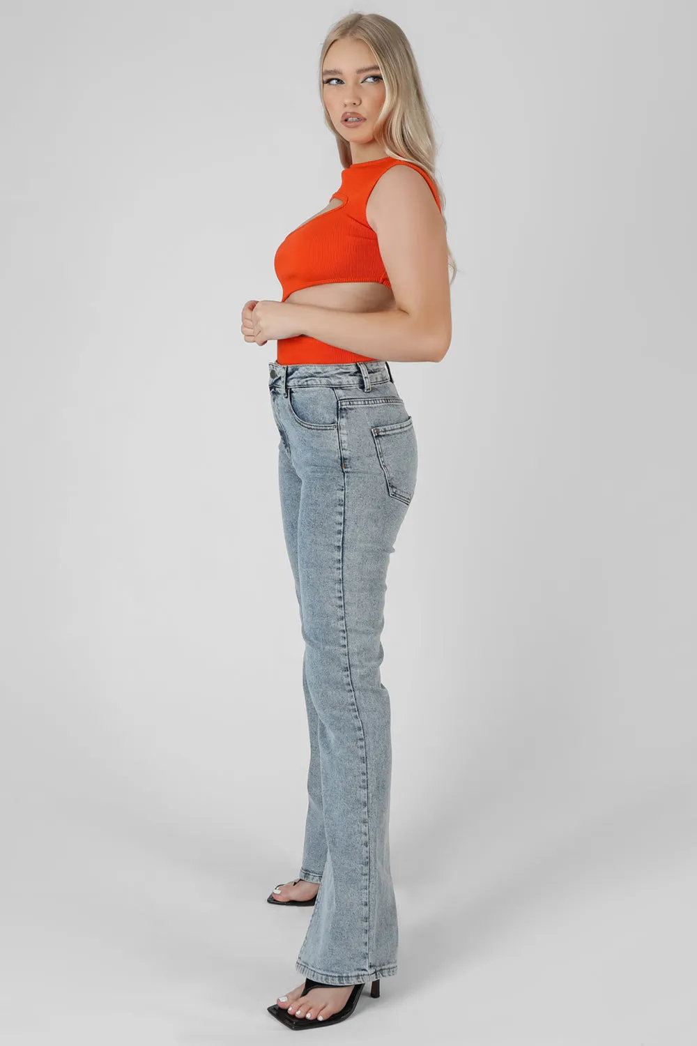 Asymmetric Cut Away Bodysuit Orange sold by Public Desire product image thumbnail 3