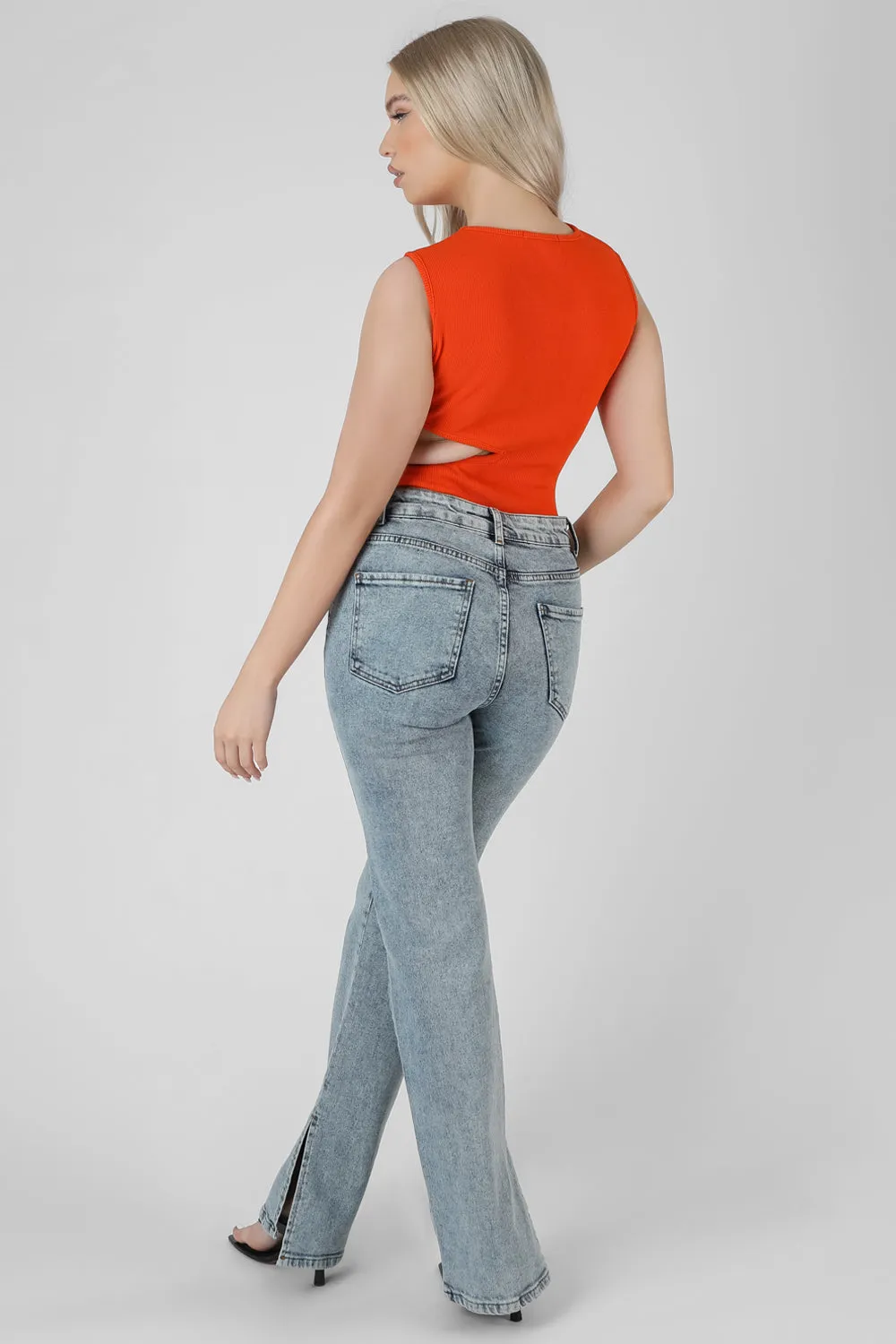 Asymmetric Cut Away Bodysuit Orange sold by Public Desire product image thumbnail 4
