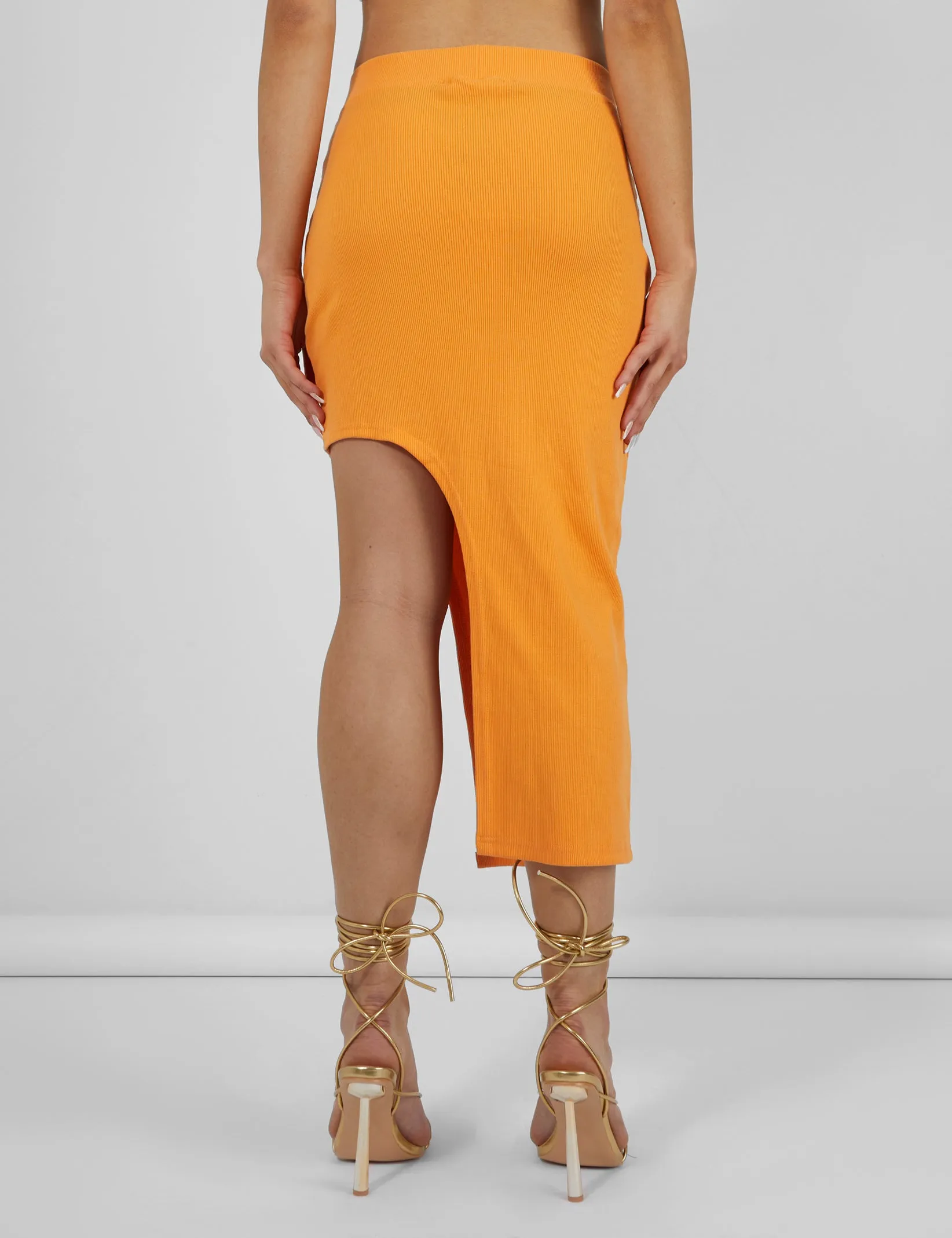 Extreme Split Ribbed Midi Skirt Mango sold by Public Desire product image thumbnail 4