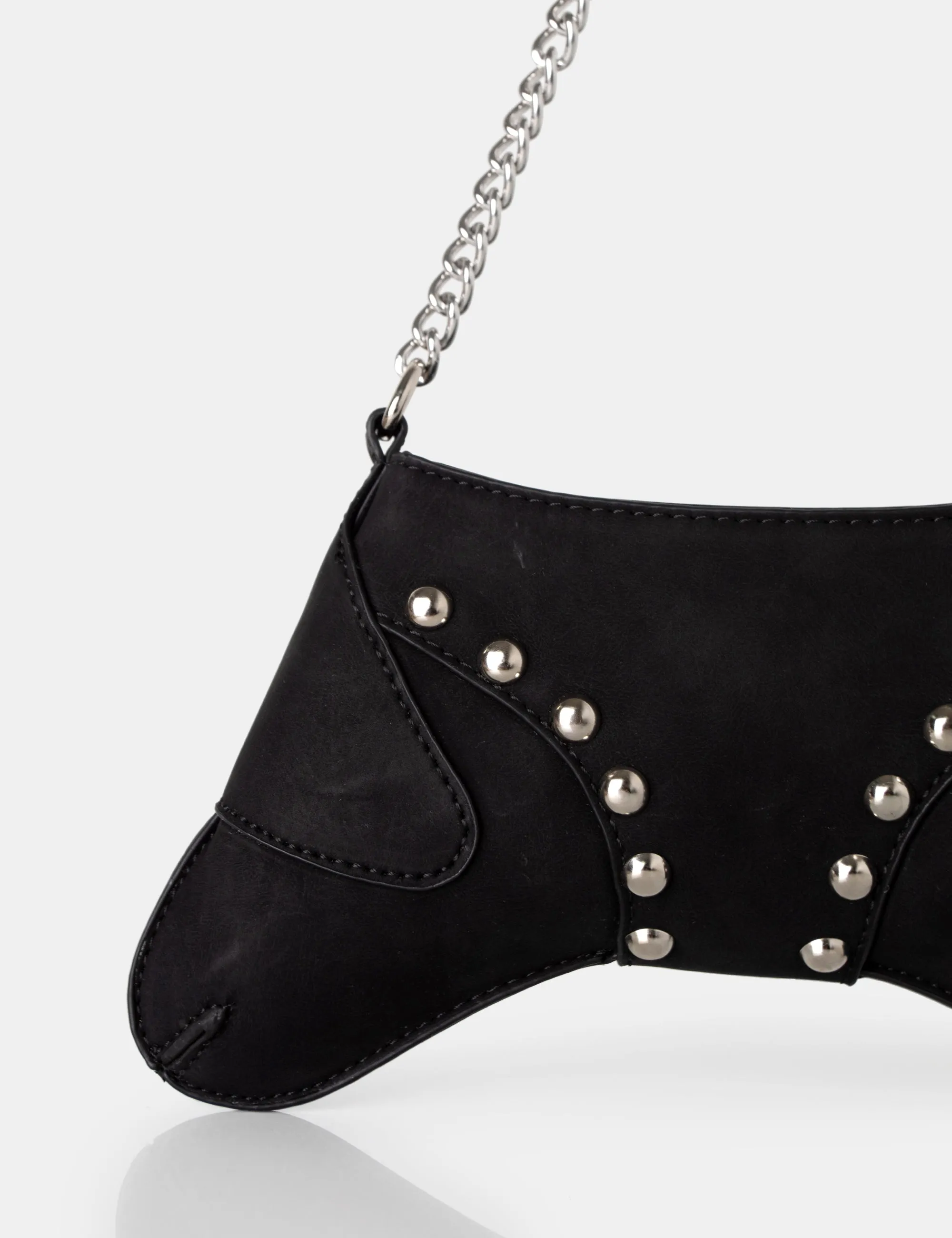 The Carmen Black Saddle Studded Chain Detail Shoulder Bag sold by Public Desire product image thumbnail 3