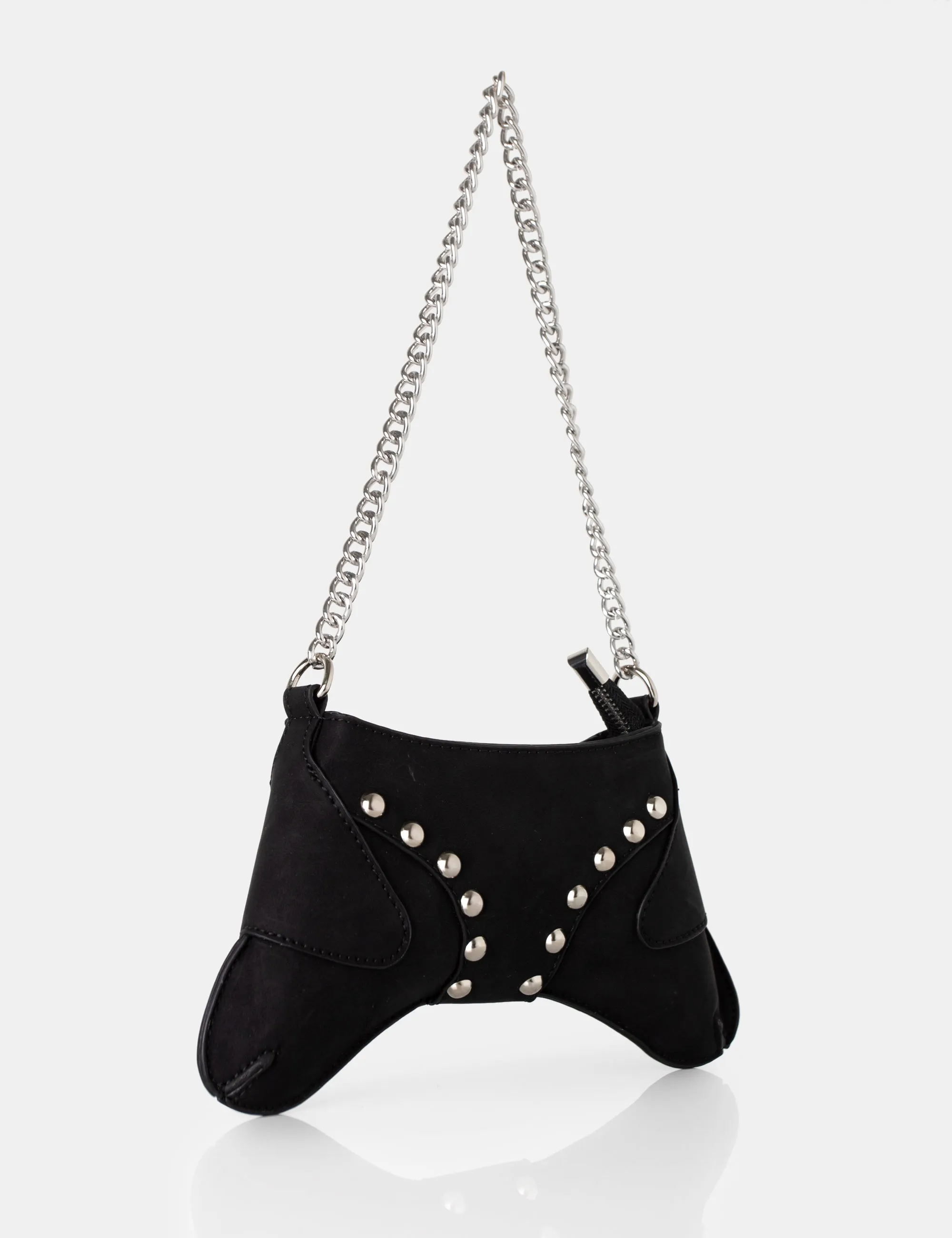 The Carmen Black Saddle Studded Chain Detail Shoulder Bag sold by Public Desire product image thumbnail 2