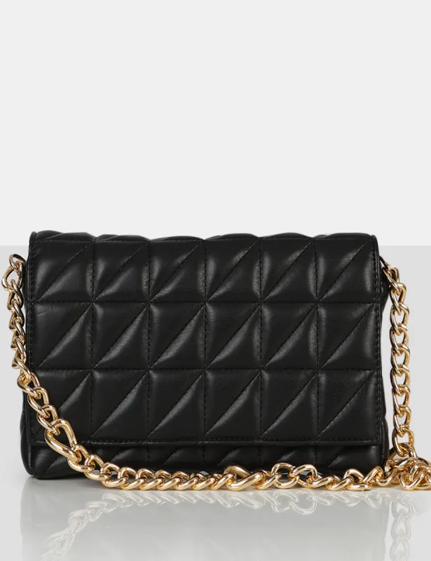 The Kahlo Black Gold Chain Shoulder Mini Bag sold by Public Desire
