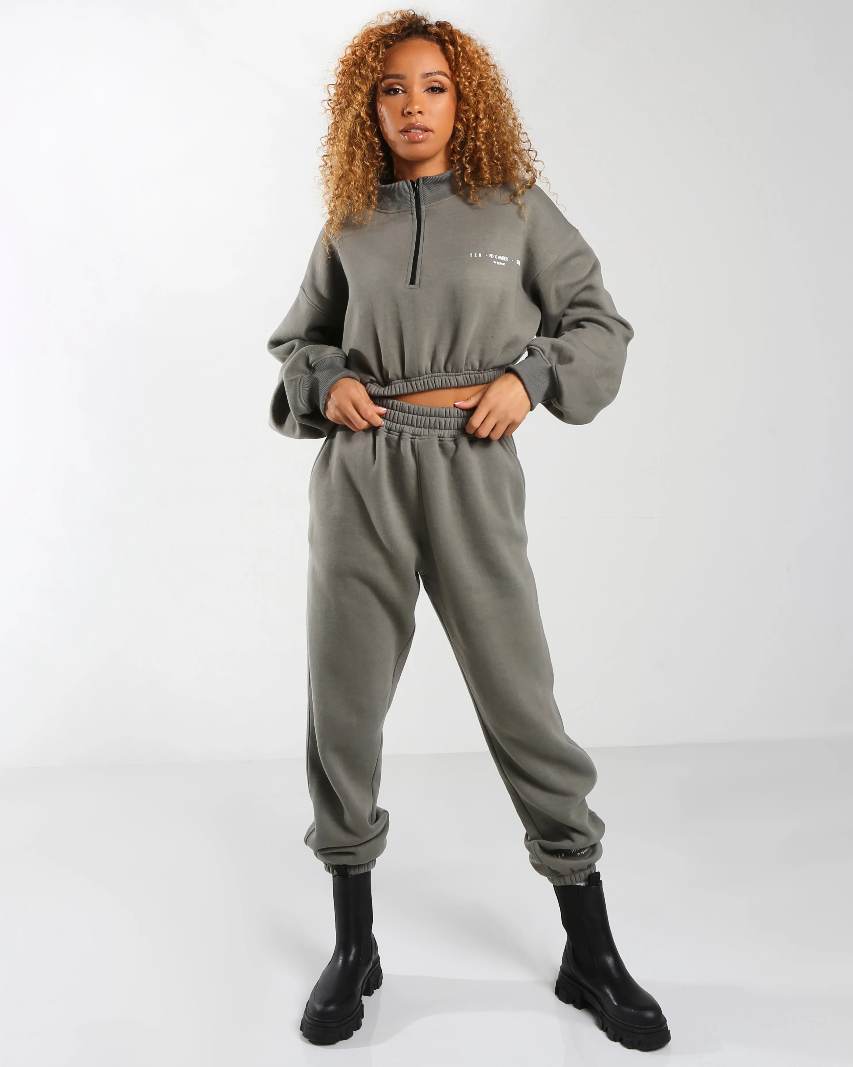 Amber x Public Desire waist detail jogger co-ord slate sold by Public Desire product image thumbnail 3