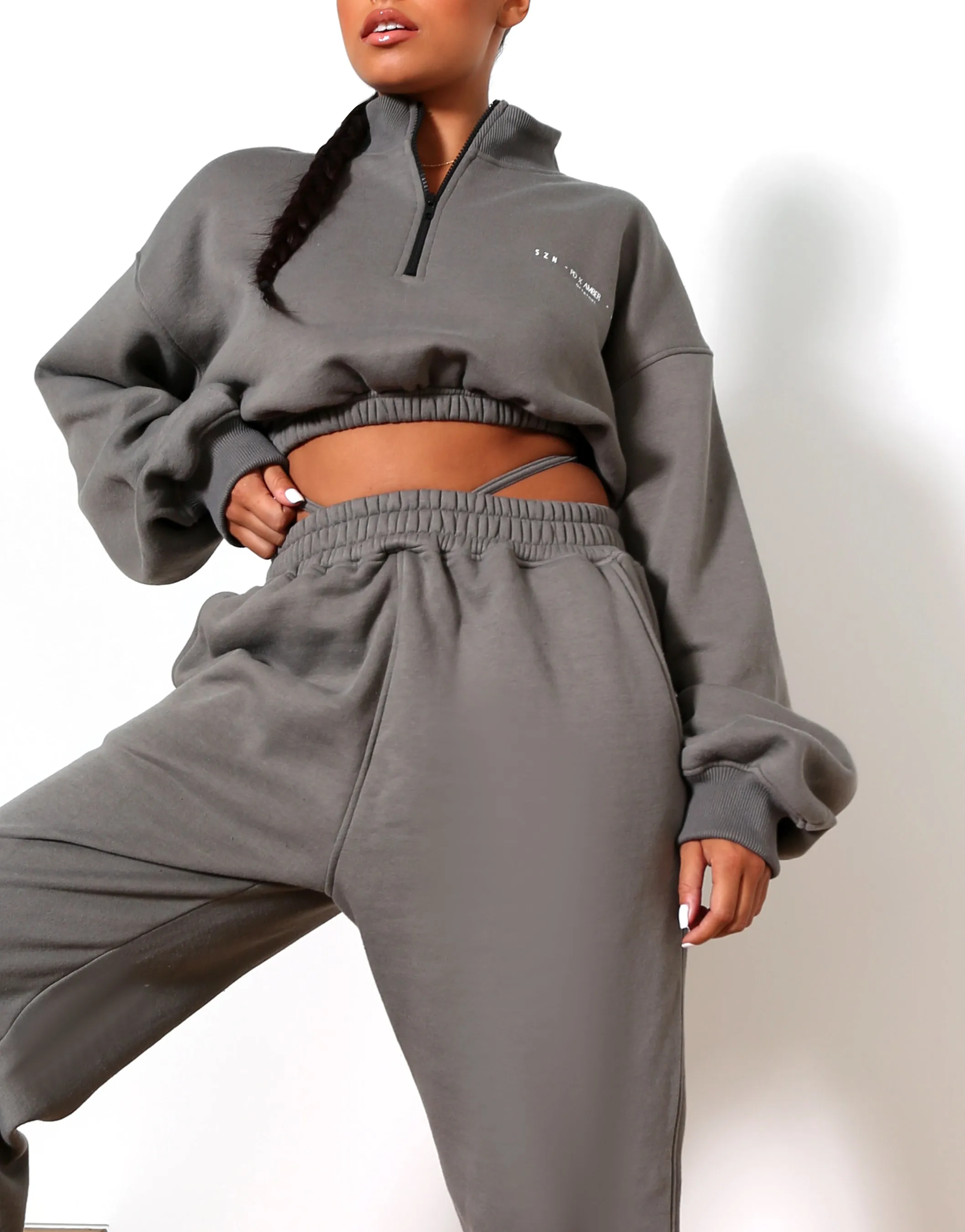 Amber x Public Desire waist detail jogger co-ord slate sold by Public Desire product image thumbnail 2