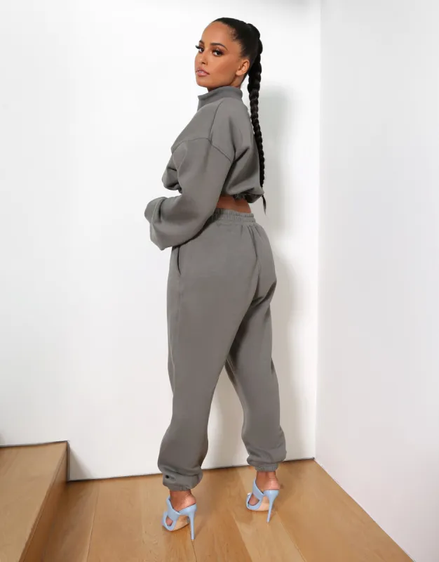 Amber x Public Desire waist detail jogger co-ord slate sold by Public Desire