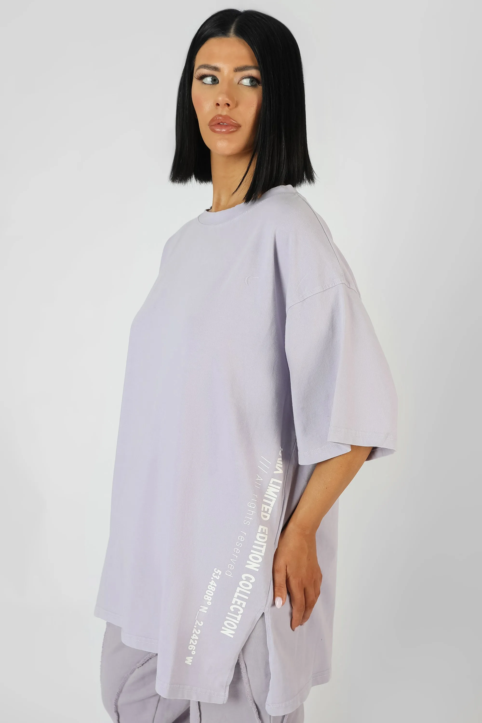 Side Slogan Oversized T-Shirt Lilac sold by Public Desire product image thumbnail 4