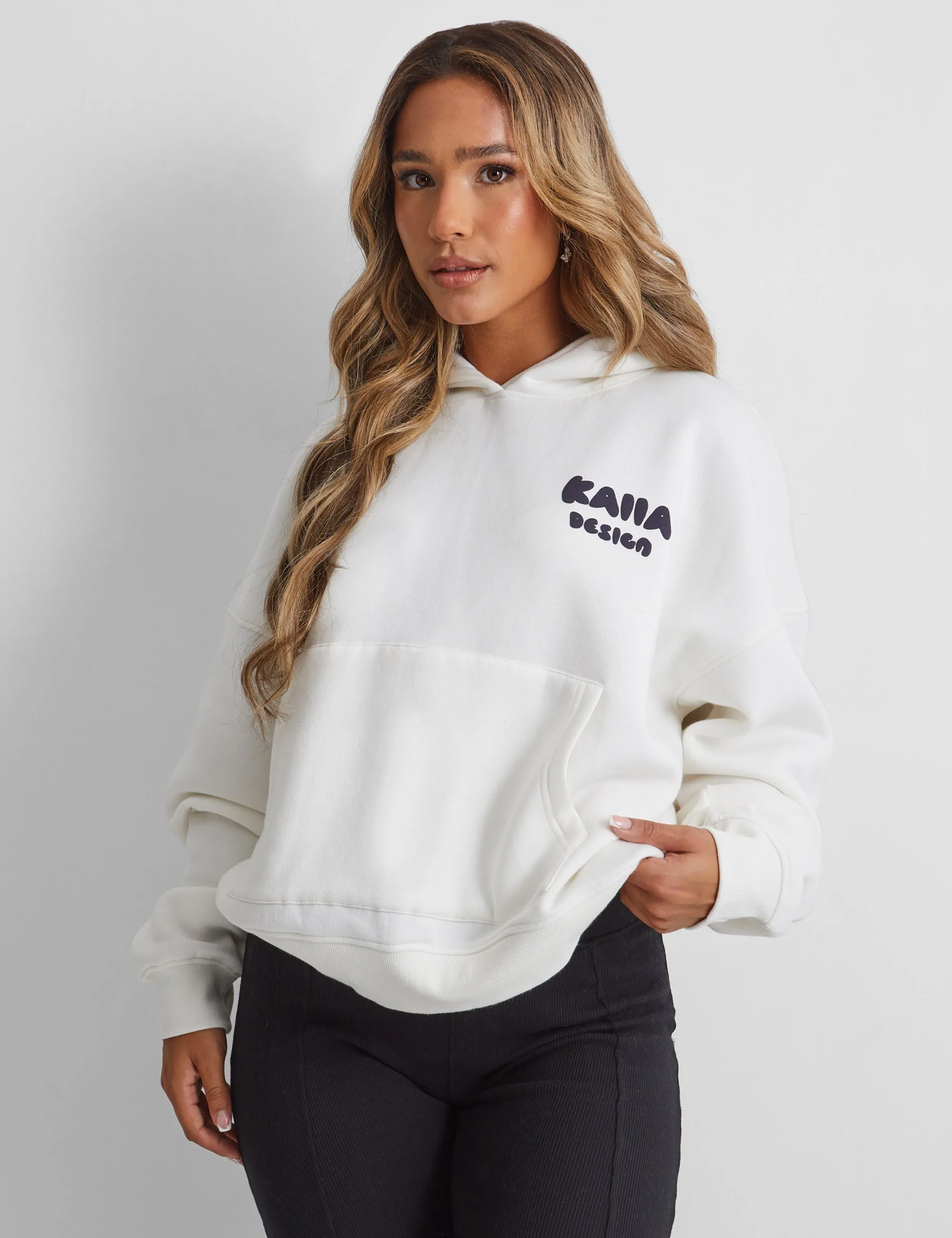 Kaiia Design Bubble Graphic Oversized Hoodie Ecru sold by Public Desire