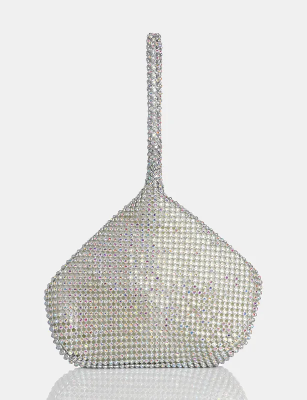 The Marilyn Silver Iridescent Mini Pouch Party Bag sold by Public Desire