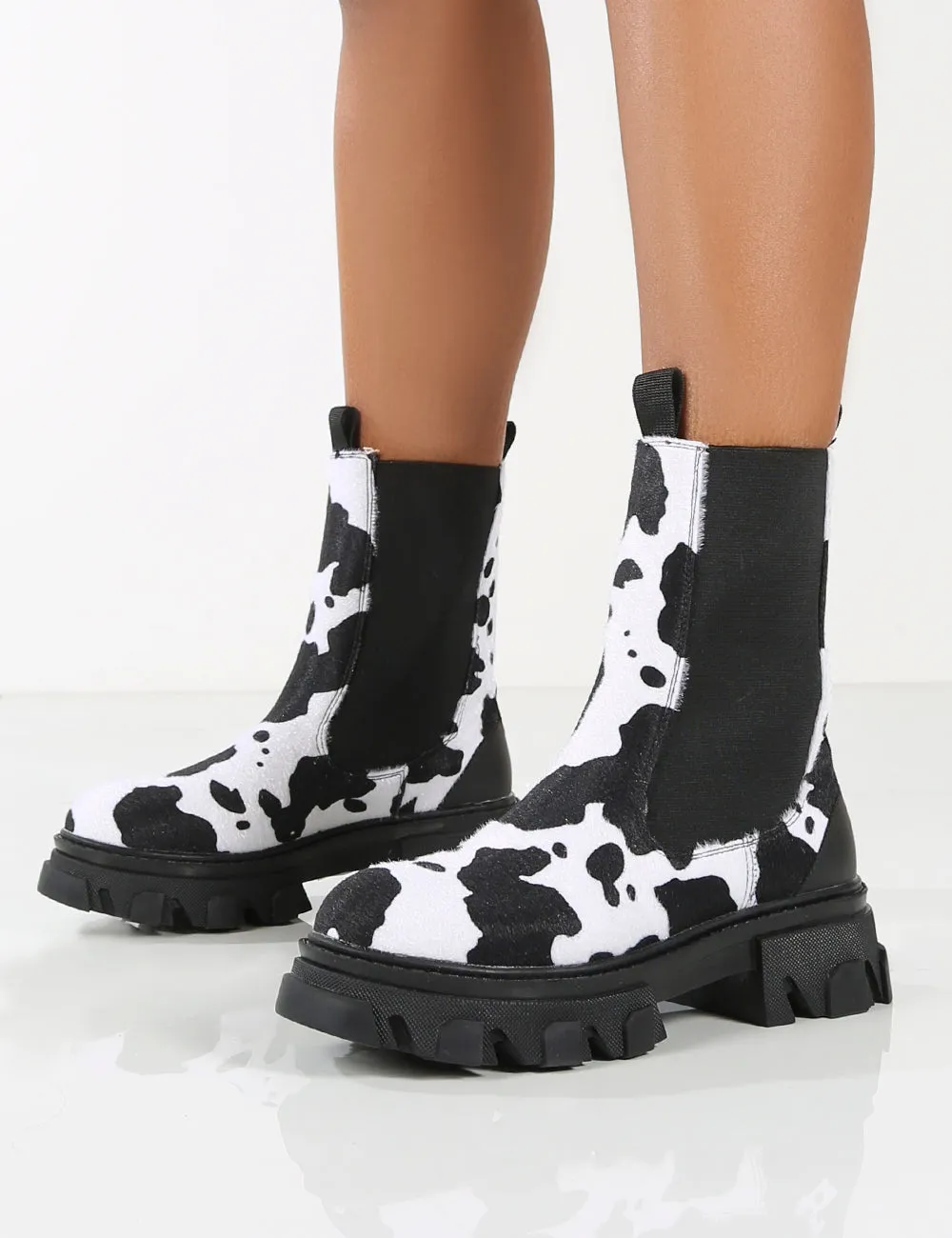 Amber x Public Desire Wonder Cow Print Chunky Sole Ankle Boot sold by Public Desire product image thumbnail 3