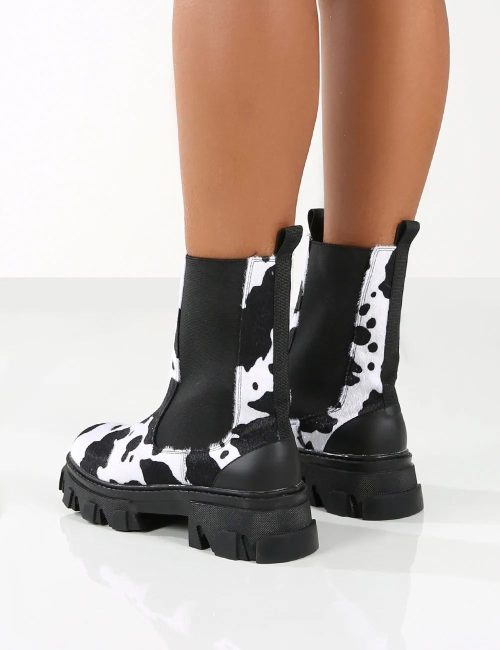 Amber x Public Desire Wonder Cow Print Chunky Sole Ankle Boot sold by Public Desire product image thumbnail 2