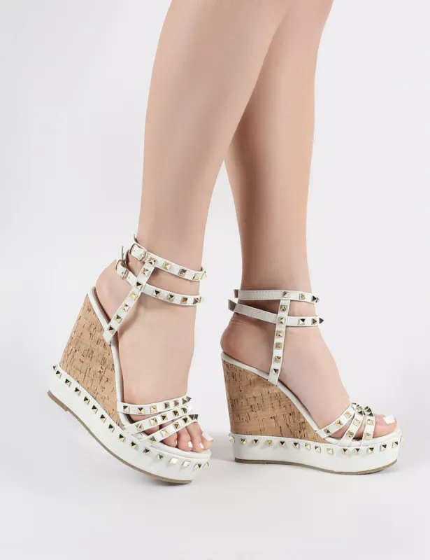 Aroha Wedge Sandals in White PU made by Public Desire