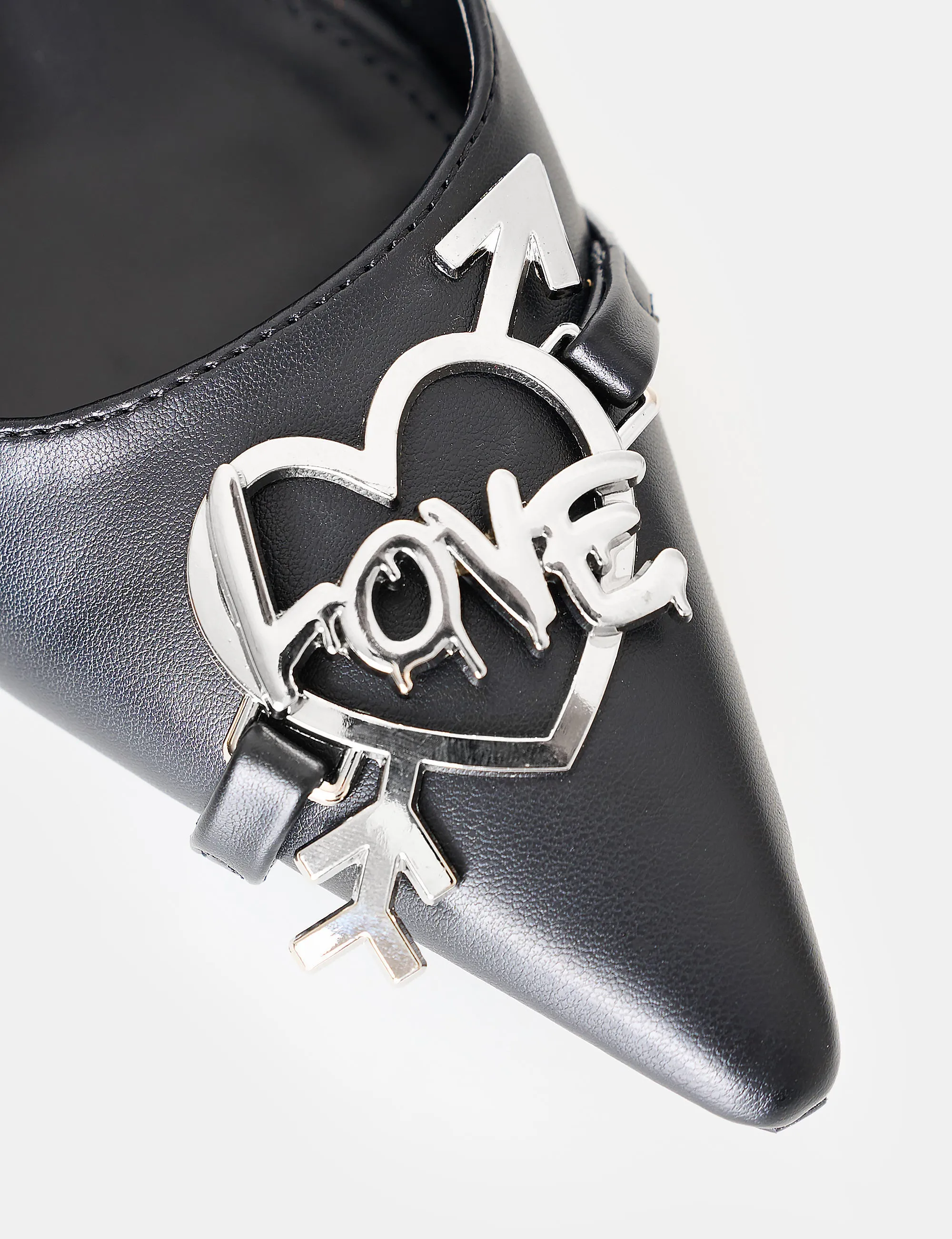 Luxe Black Love Hardware Lace Up Silver Stiletto Court Heel sold by Public Desire product image thumbnail 3