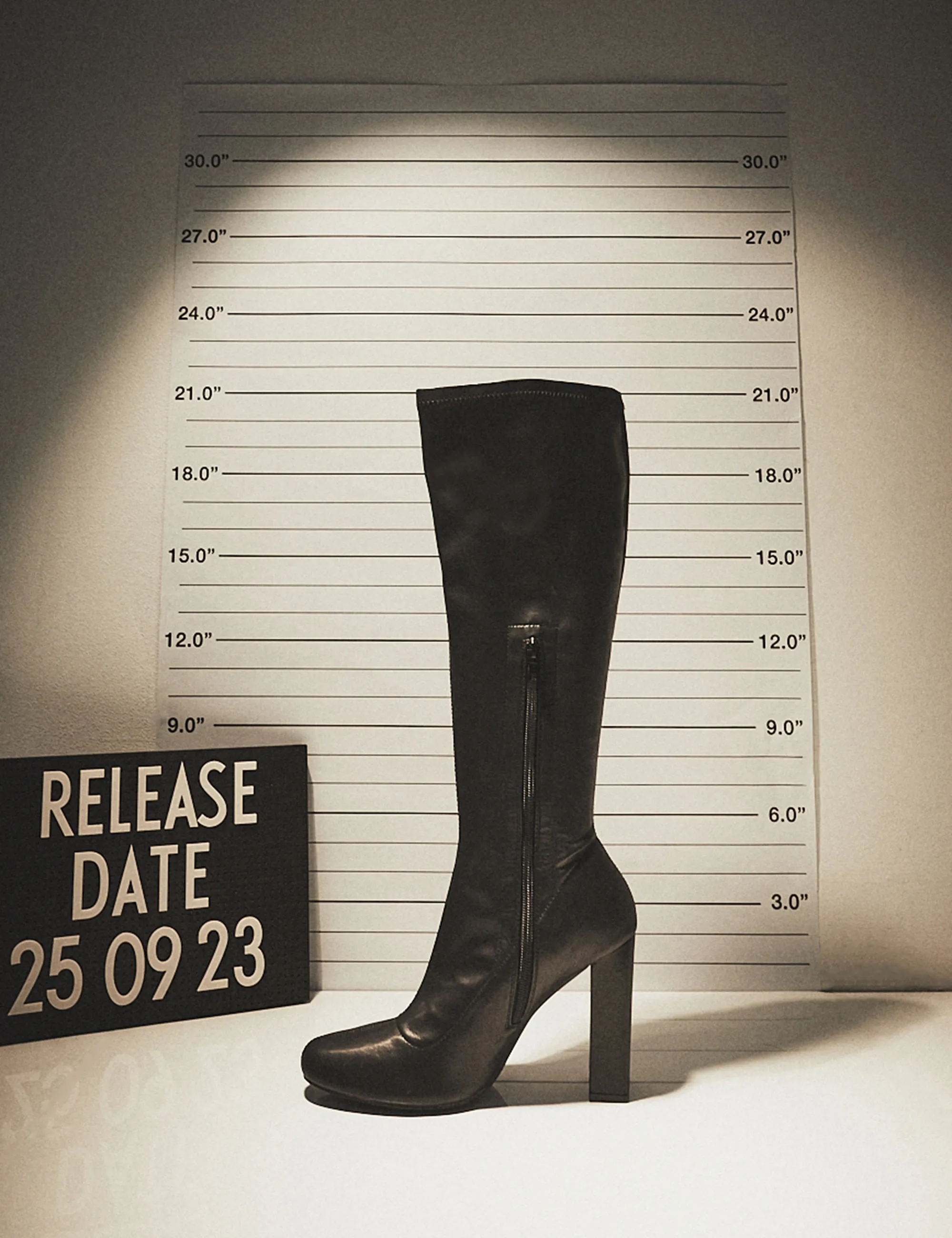 Christina Black Pu Pointed Toe Block Heel Knee High Boots sold by Public Desire product image thumbnail 4