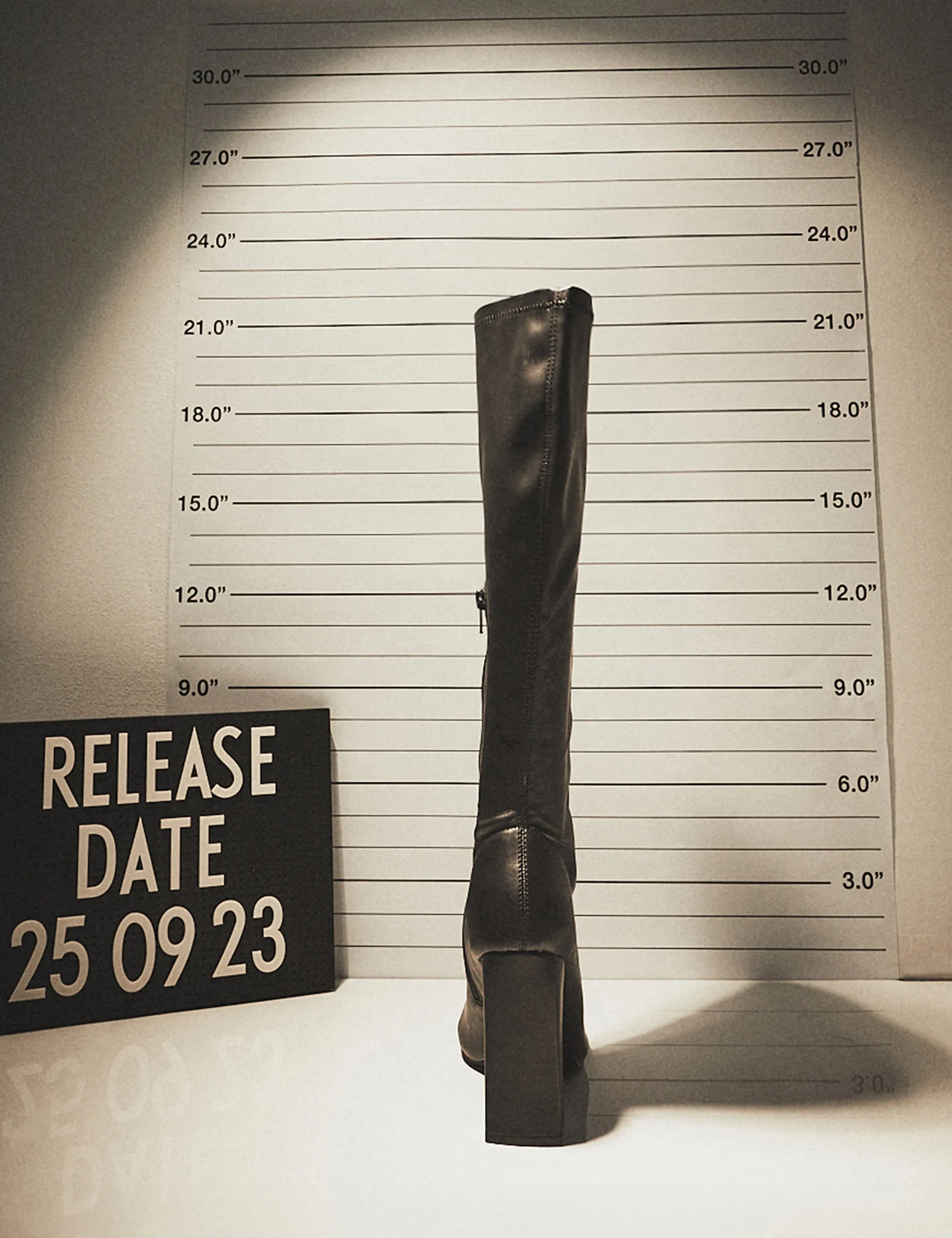 Christina Black Pu Pointed Toe Block Heel Knee High Boots sold by Public Desire product image thumbnail 5